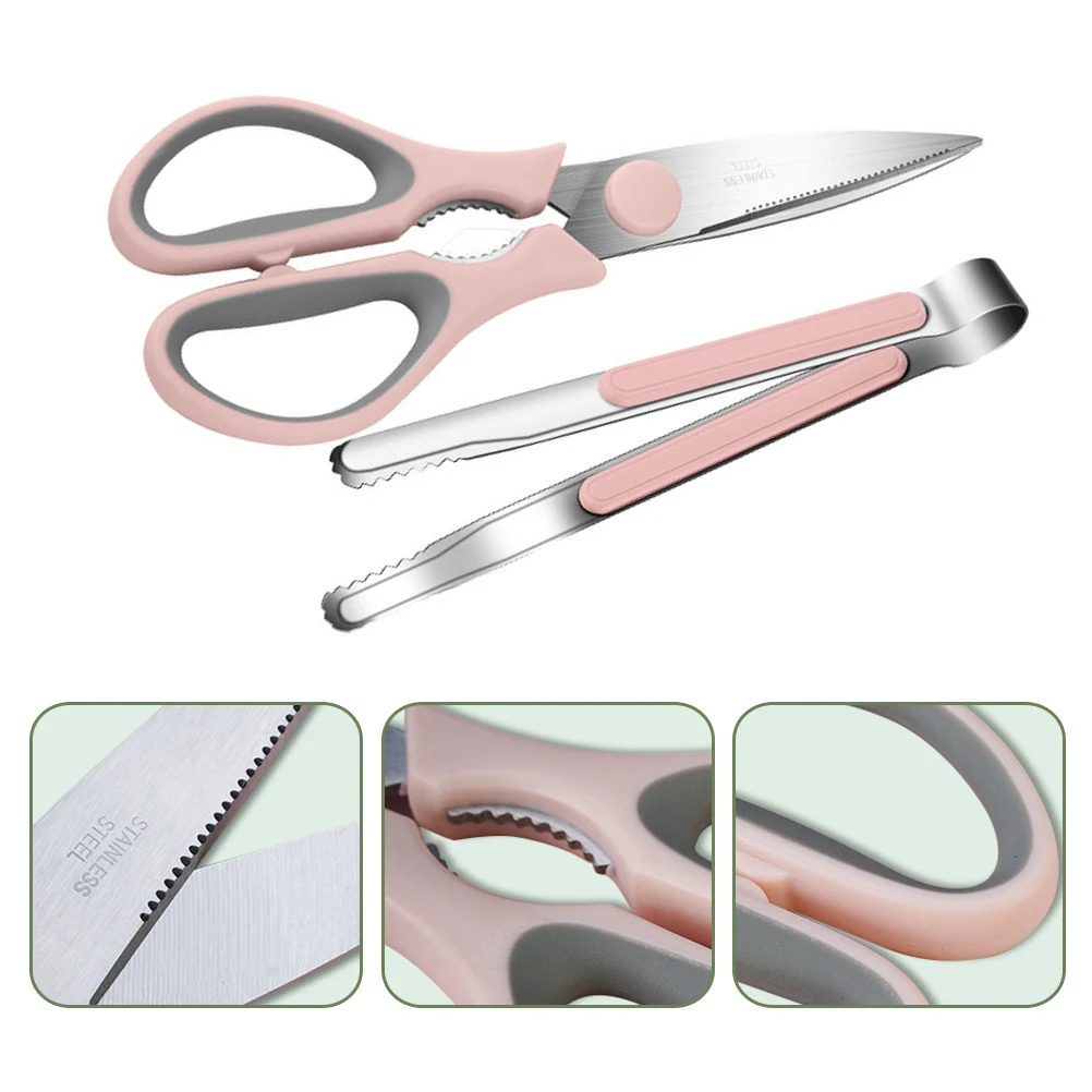Barbecue Scissors Clips 410 Stainless Steel Heat Resistant Kitchen Tool Chicken BBQ Scissor Set Practical Manual Tool