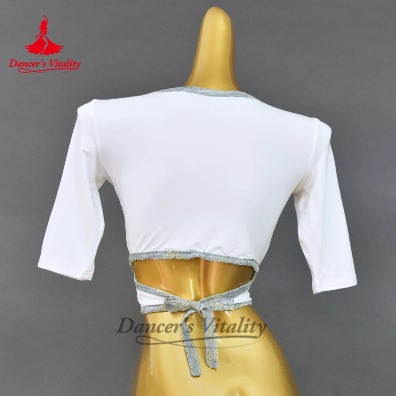 Traje de dança do ventre para mulheres, confortável e sexy, decote em v, top para meninas, dança oriental, roupas de prática profissional