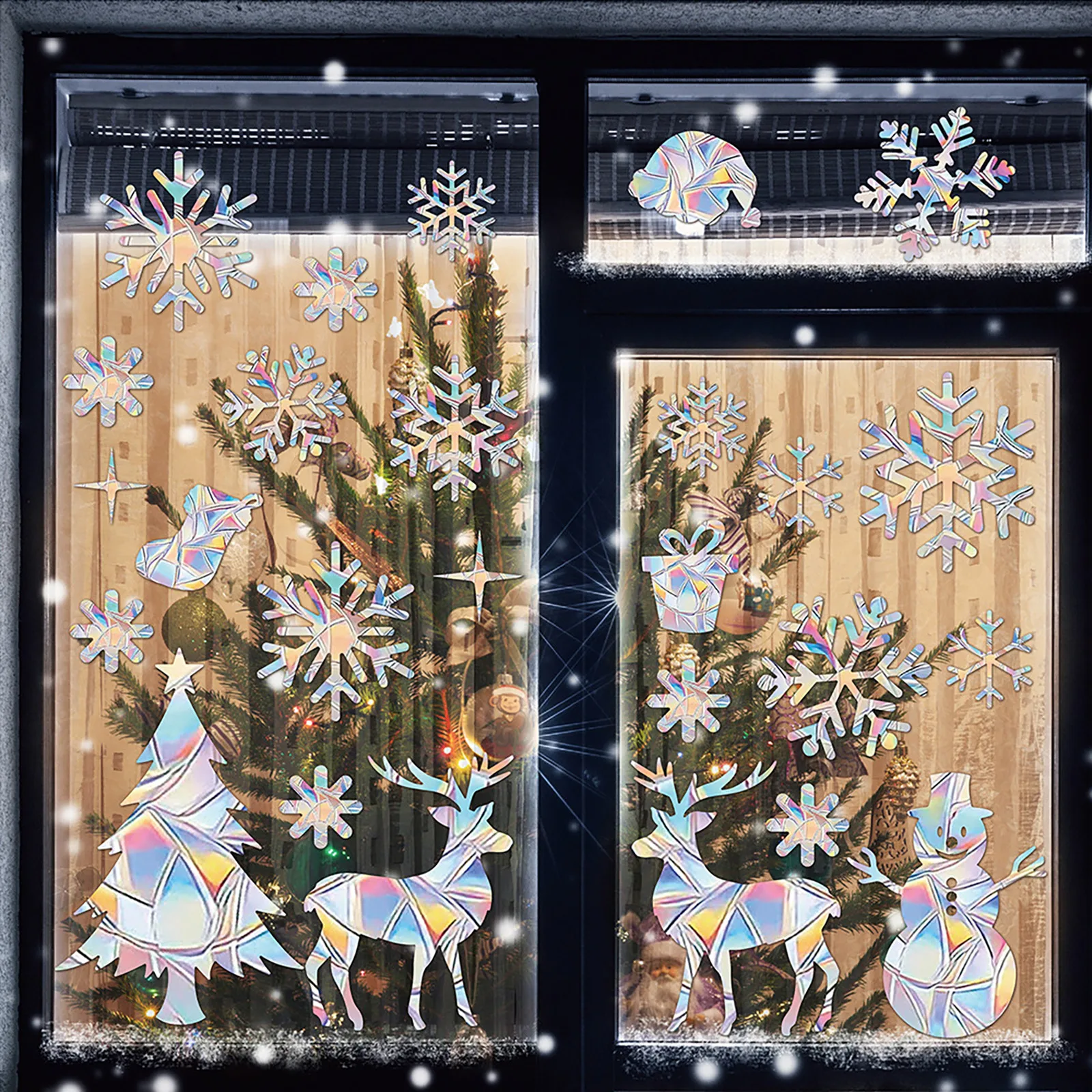 114pcs Christmas Glass Window Clings 6 Sheets Christmas Window Decals Snowflakes Christmas Decorations Christmas Window Stickers