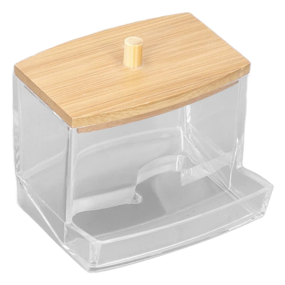 Caja de hisopos de algodón resistente y duradera, transparente con tapa, contenedor de hisopos de algodón, soporte portátil para hisopos de algodón de alta suavidad