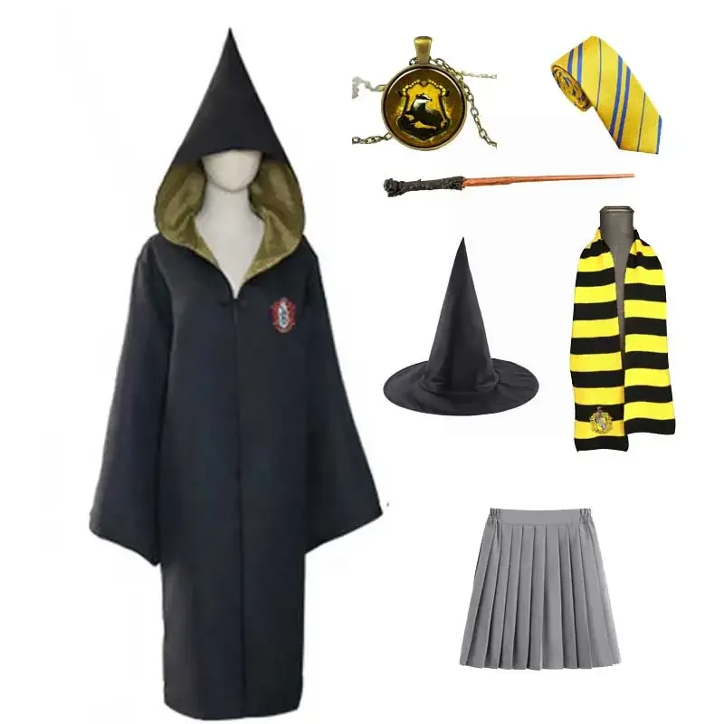 여성 소녀 마법사와 요술 학교 유니폼, 어린이 성인 슬리데린 로브 망토, 파티 코스프레 할로윈 코스튬