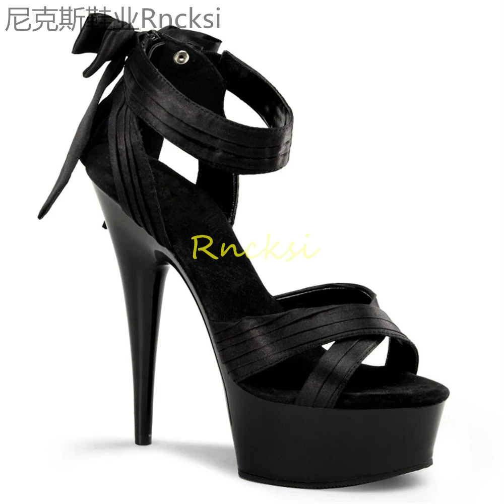 15cm The new sandal catwalk with stiletto buckle and high heel sexy temperament is versatile in summer.