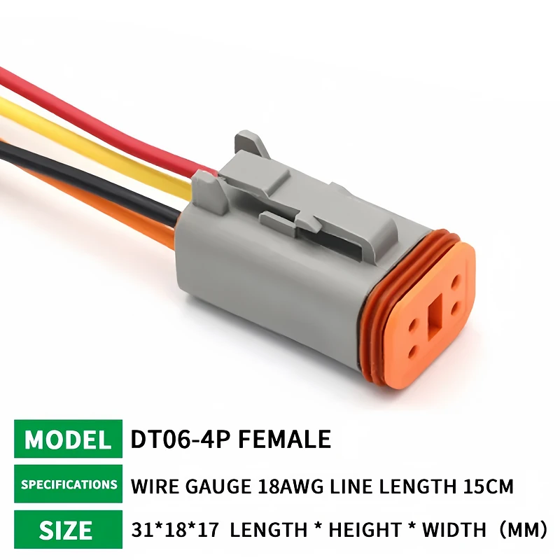 4 Pin DT04-4P DT06-4S Waterproof Connector with 15cm Cable - Heavy Duty Electrical Plug Socket for Car, Truck, Motorcycle & Boat T&I Online Store