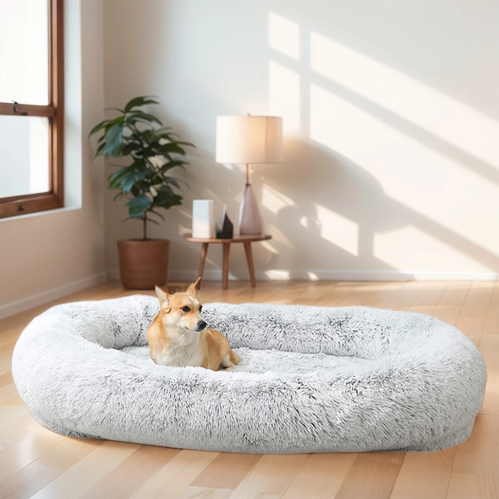 Human Size Giant Dog Bed Adult Nap Bed Kennel Long Plush Large Pet Bed Warm Mat Sofa for Adults Human