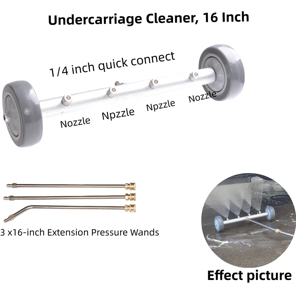 

16 Inch Pressure Washer Undercarriage Cleaner with 4 Nozzles and 14 Male Connector for Deck and Patio Cleaning