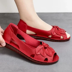 Plus Size 42 Ladies Elegant Leather Flats donna Oxford Shoes mocassini traspiranti Feerldi Fashion Peep Toe Summer Women Sandals