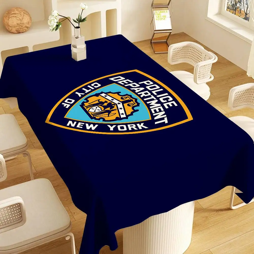 N-New York City Police Tablecloth Table Cover Christmas Picnic Party Birthday Wedding Waterproof Desk Cloth Table Decor