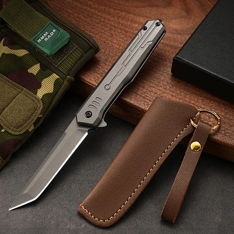 2024 New M390 Steel Folding Knife, High Hardness Pocket Knife with Sheath, Multi Knife EDC Survival Knife