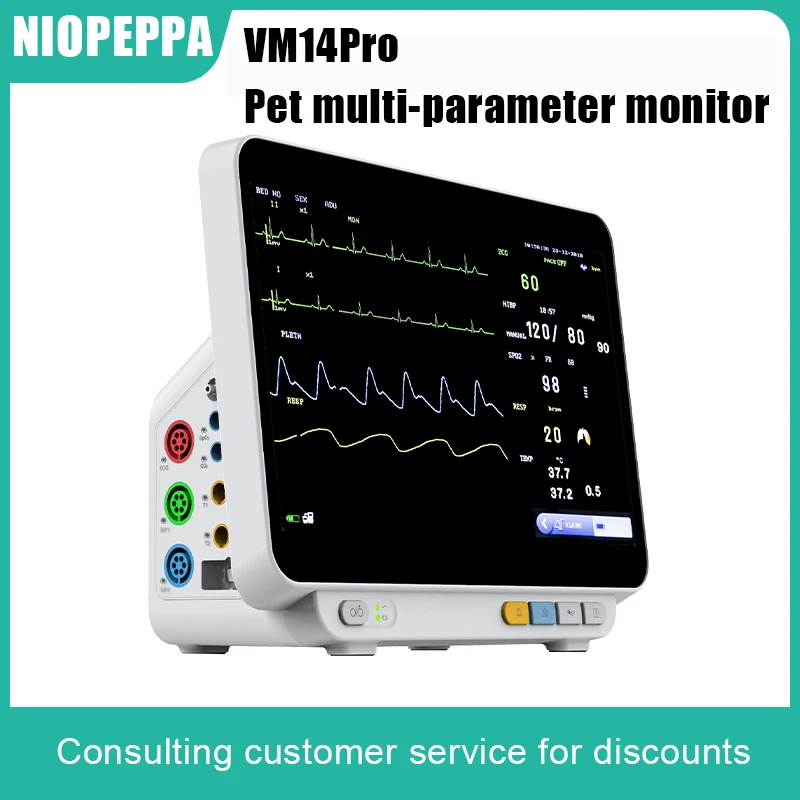 2024 New Animal Monitor Is Used for Electrocardiogram Heart Rate Respiration Blood Oxygen Blood Pressure and Body Temperature