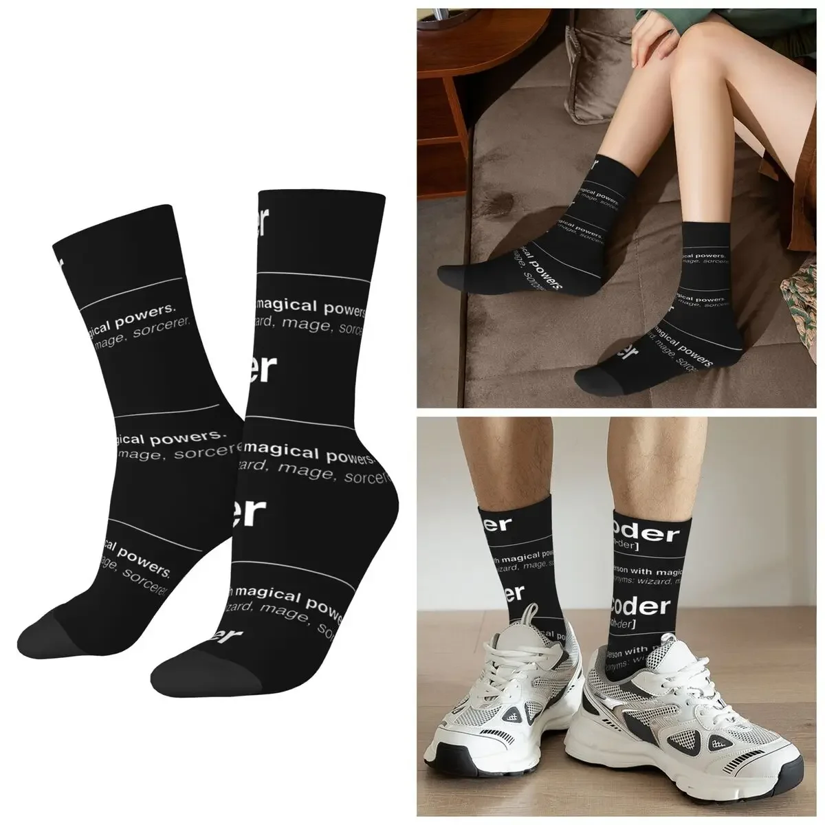 

All Seasons Coder Definition Socks Harajuku Crew Socks Funny Stockings for Men Women Valentine's Day Gifts