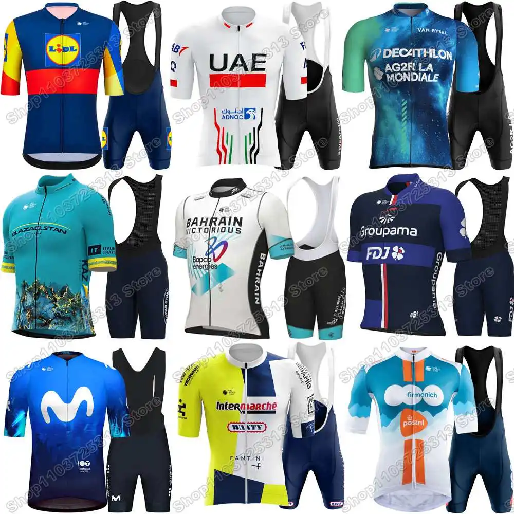 2024 Italy Spain France Tour Team Cycling Jersey Set Summer Cycling Clothing Men Road Bike Shirts Suit Bicycle Bib Shorts