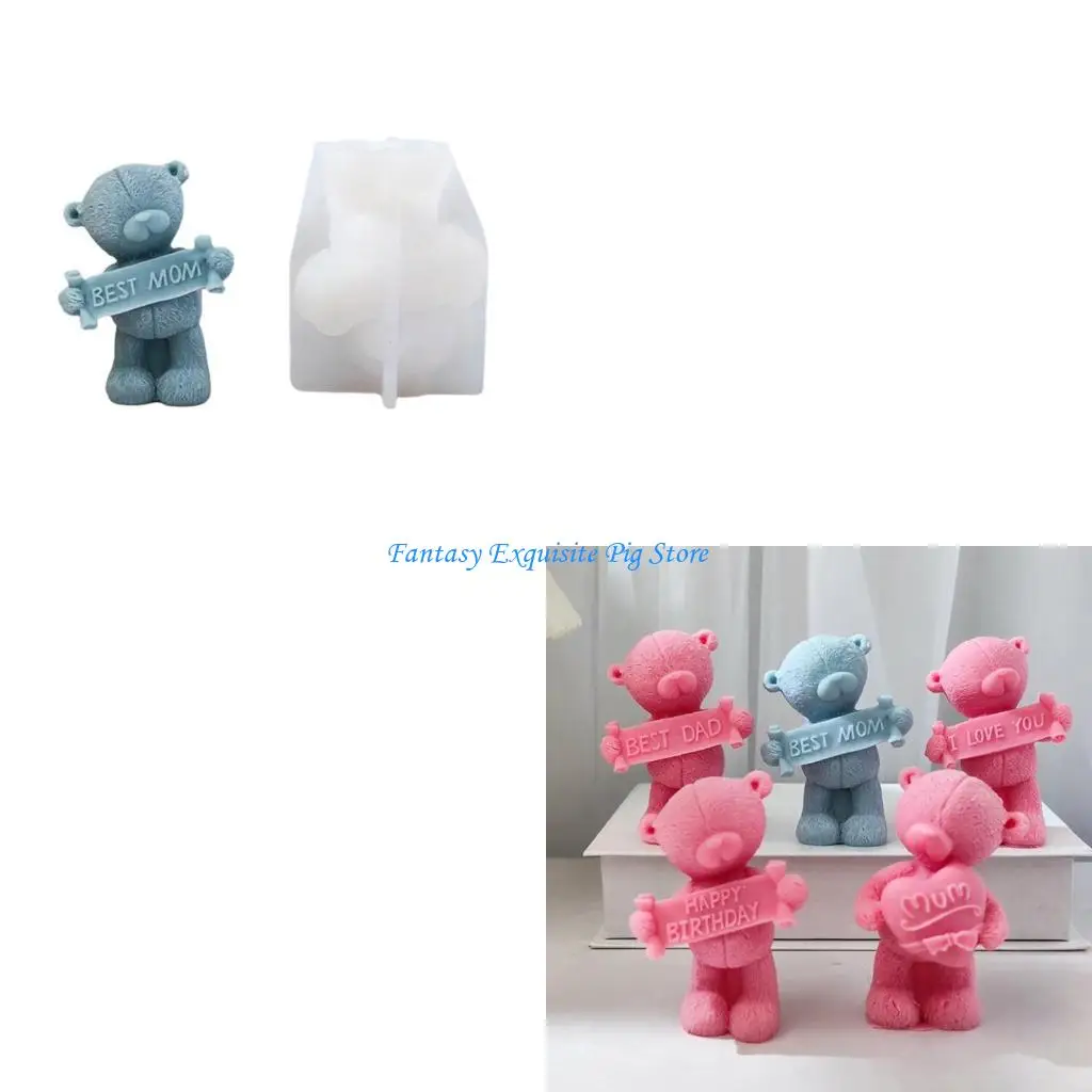 

Слоган в форме медведя, силиконовая форма, инструмент для изготовления свечей из смолы, DIY формы для свечей, украшения, ручная