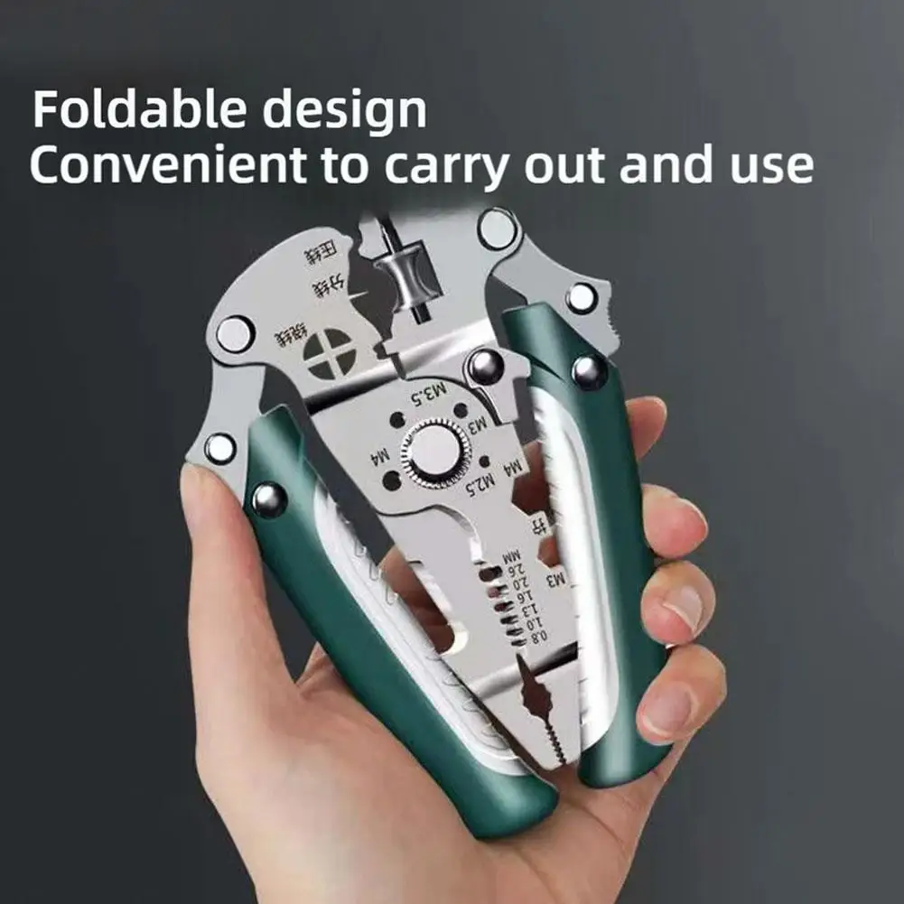 

16 In 1 Wire Stripping Pliers Multi-Function Electrician Crimping Stripper Wire Foldable Cutting Stripping Tool With I9X5
