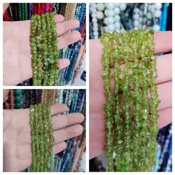 Natural Green Olivines Stone Loose Beads Irregular Shape DIY Jewellery Making Accessories 37cm wk477