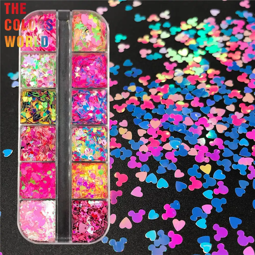 TCT-753 Valentine's Day Mixed Love Heart Nail Glitter Red Flake Sequin Powder Decorative Accessories For Professional Nail Art