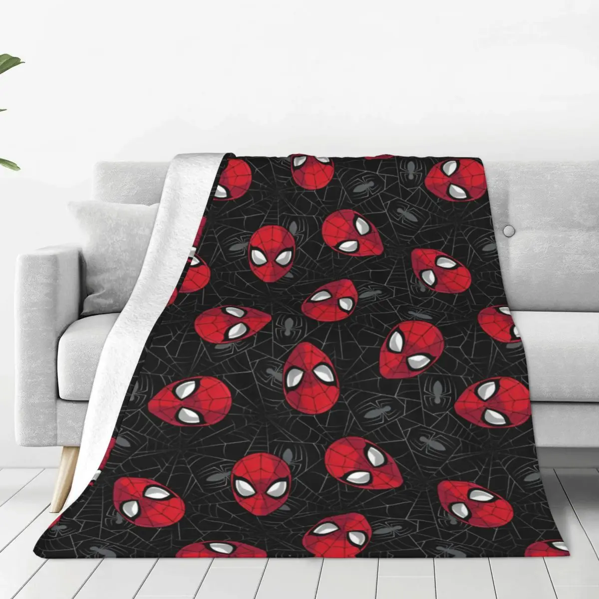 Couverture douce de voyage avec visage de Spider-Man, literie en toile noire, couvre-lit en flanelle pour l'extérieur, housse de canapé-lit confortable