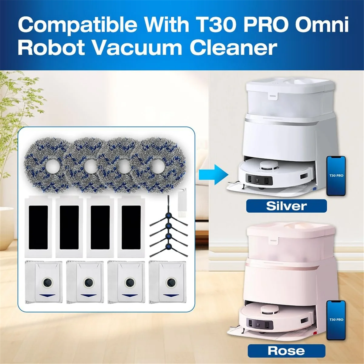 Para ecovacs deebot t30 omni/t30 pro omni robô aspirador de pó escova lateral filtro hepa mop pano acessórios