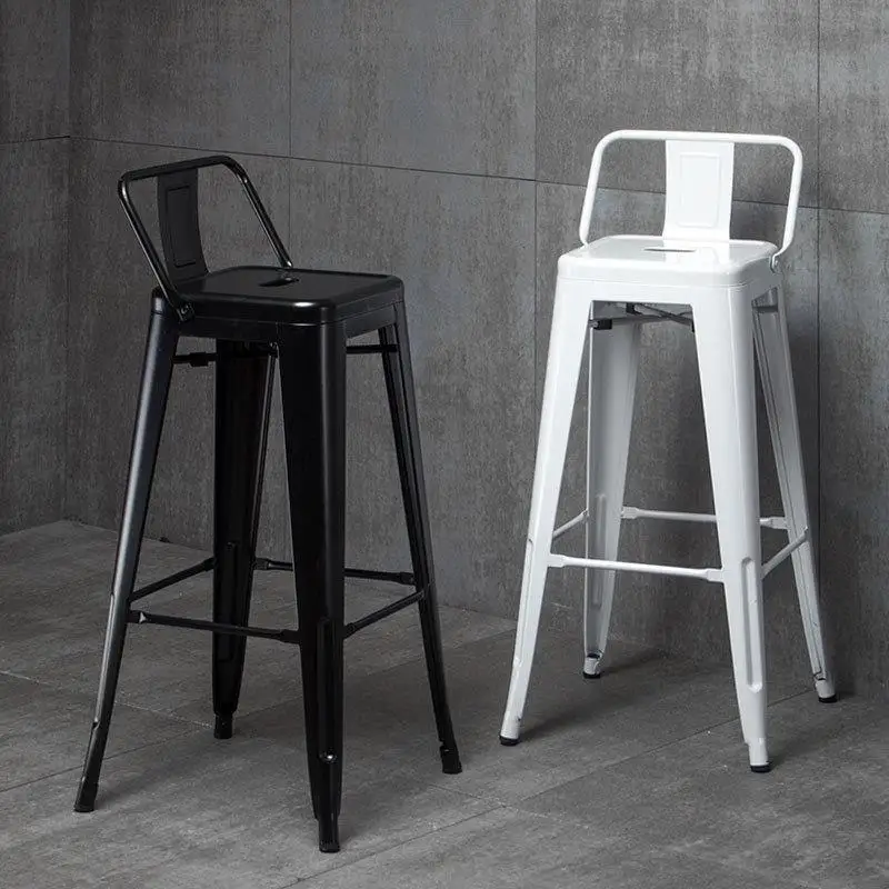 American Bar Chair Modern Minimalist Back Solid Wood Wrought Iron Bar Back Stool Fashion High Stool Table Bar Chair Stool High s