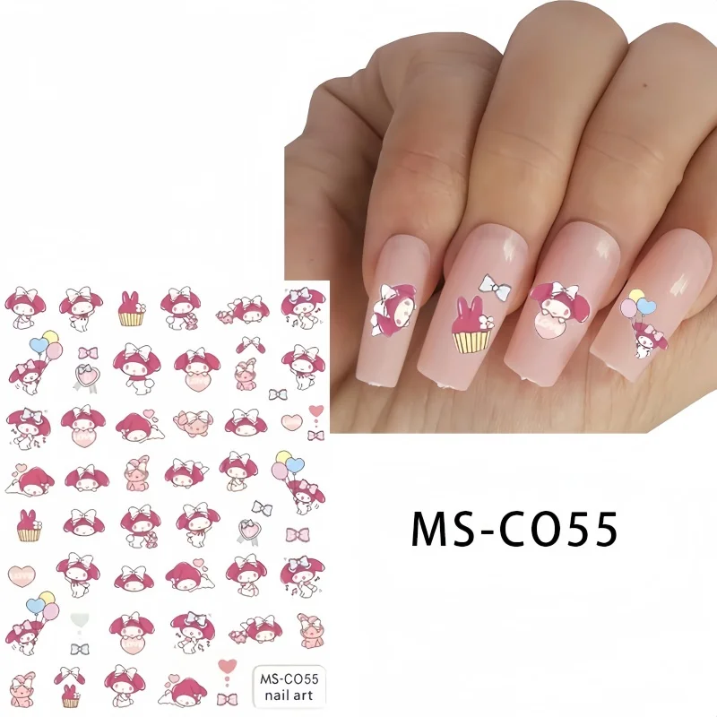 1PCS Cartoon Hello Kitty Stickers Anime My Melody Cinnamoroll Kuromi Pochacco Pompom Purin Stickers For Nails DlY Press On Nails