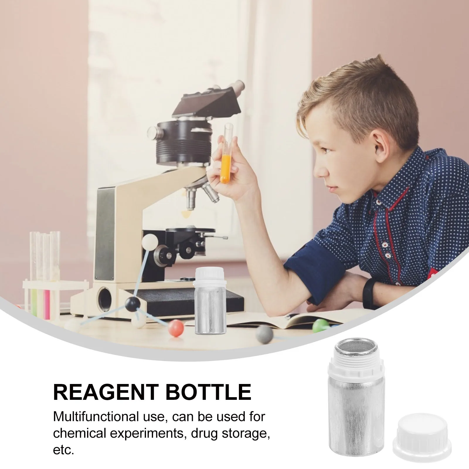 4 قطعة زجاجات كاشف بلاستيكية من الألومنيوم عينة حاويات تخزين السوائل مانعة للتسرب زجاجات المختبرات كاشف زجاجة فارغة