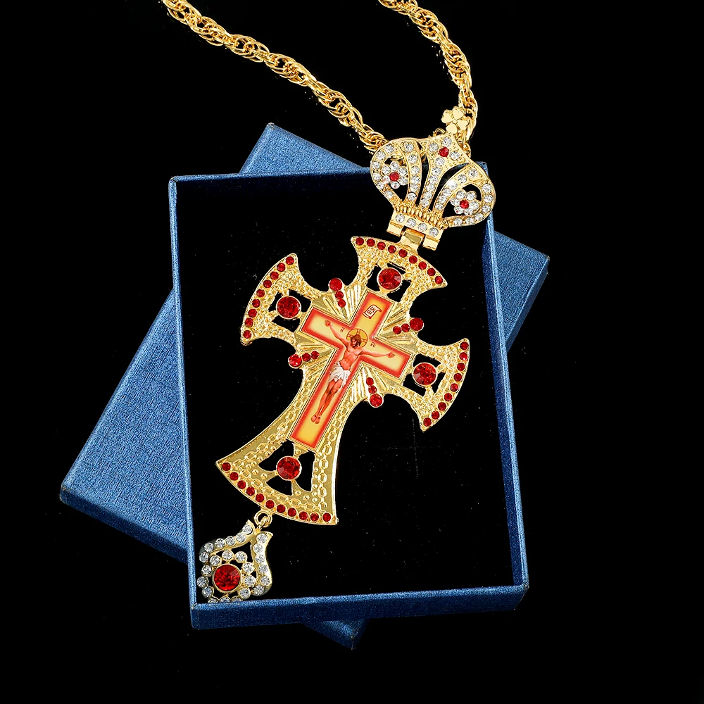 Men's Bible Verse Prayer CZ Necklace Christian Jewelry Orthodox Greek Pastor Cross Jesus Crucifix Medal Pendant Necklaces