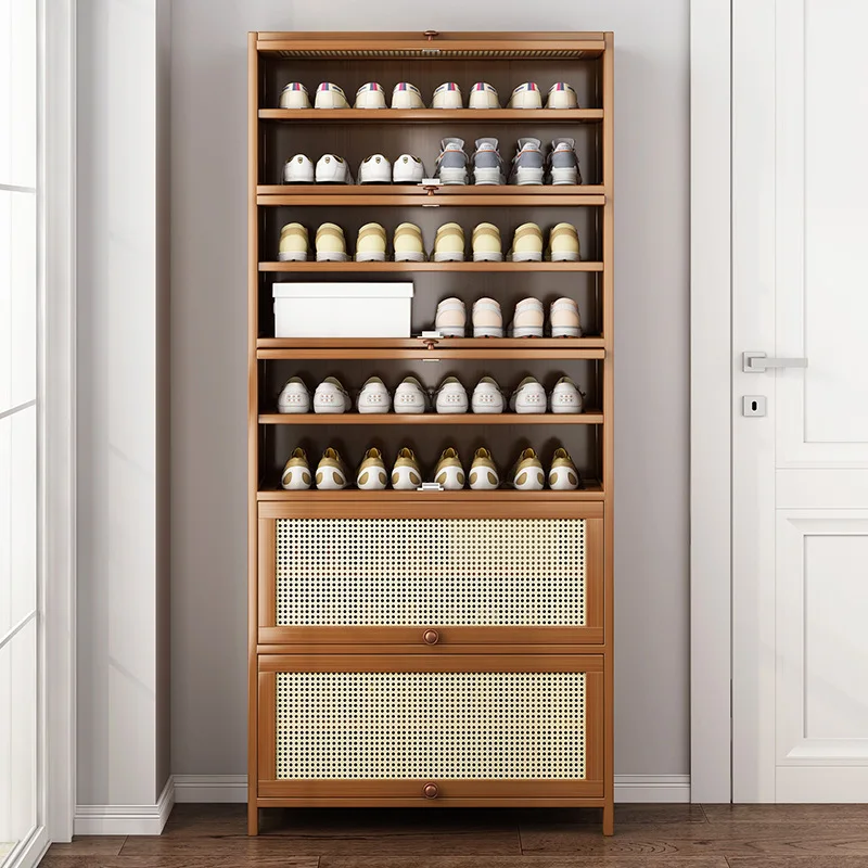 Zapatero con puerta para el hogar, Zapatero de entrada multicapa, armario de almacenamiento moderno y sencillo a prueba de polvo