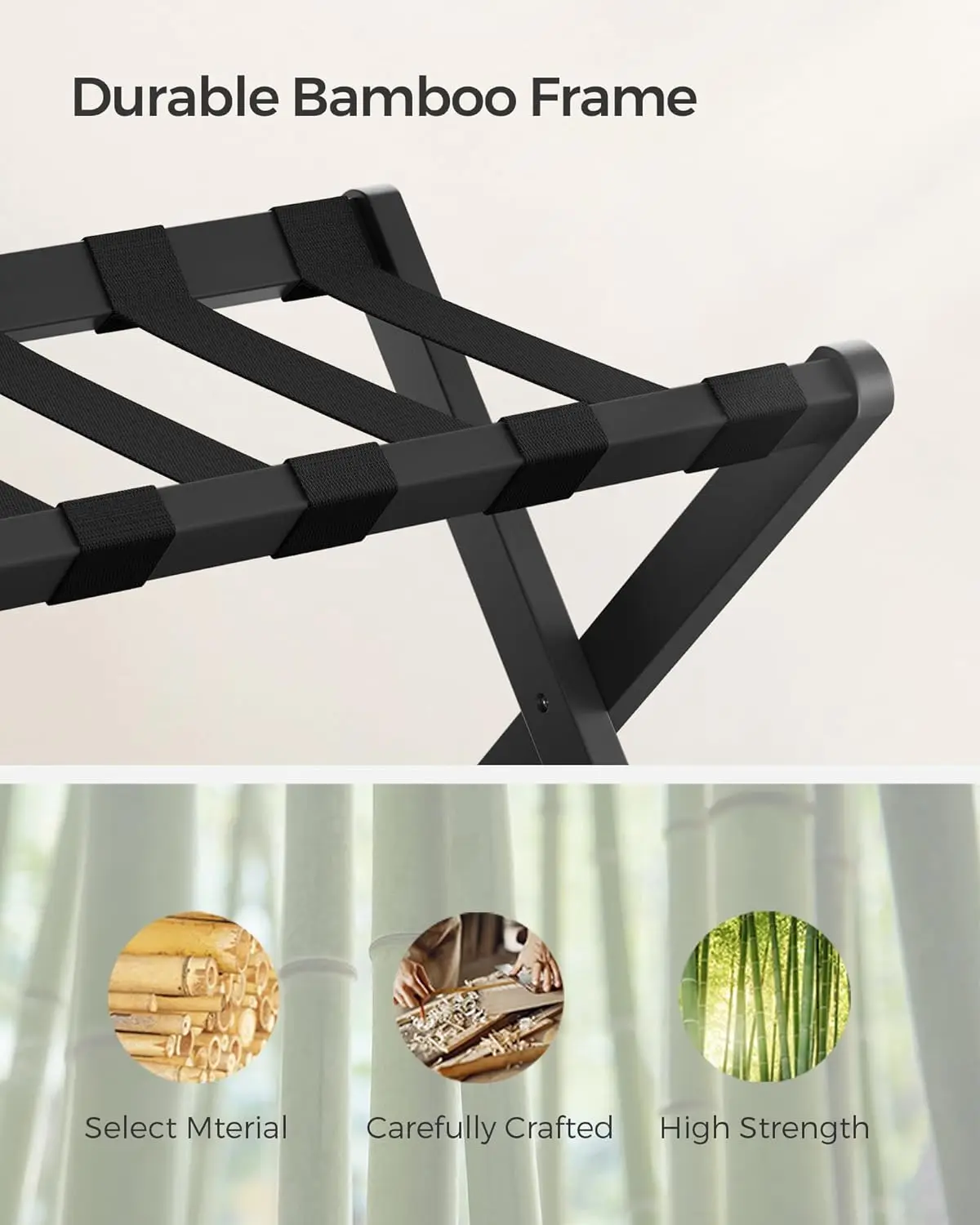 Luggage Rack, Folding Suitcase Rack with Storage Rack for Guest Room, Hotel, Bedroom, Heavy Duty, 131 lbs