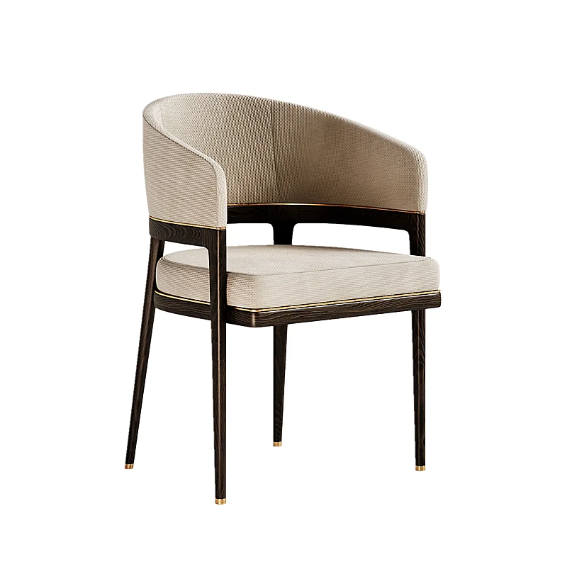 Italian new trend ergonomics dining chair backrest cushion natural linen fabric home furniture suitable for hotel cafes