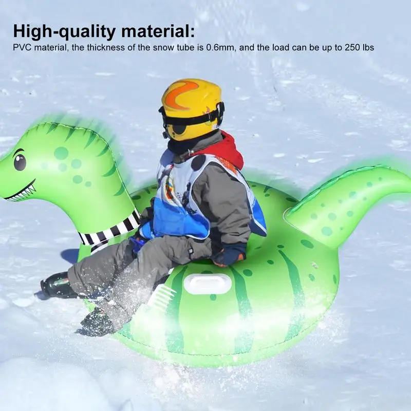 Winter Snow Tube Cold-resistant Dinosaur Kids Snow Tube 67 Inch Scratch-proof Wear-resistant Dinosaur Snow Sledding Tube Load Up