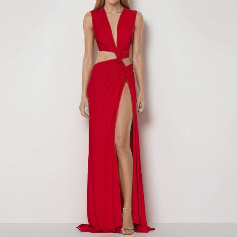 Robe plissée dos nu évidé coupe basse pour femmes, robes de soirée sexy, robe de plage, vêtements de vacances, document nickel é, licou, tube haut, éducatif