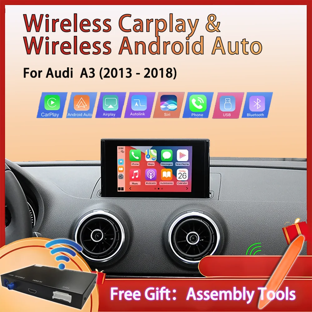 

Wireless CarPlay for Audi A3 8V Q2 2013-2018, Support Android Auto with AirPlay Mirror Link Camera Car Play Functions