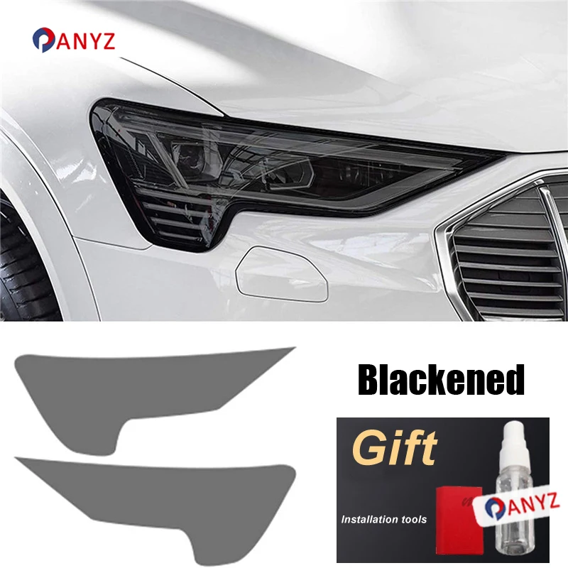 

2PCS For Audi Etron 55 Quattro 2019 2020 Exterior Accessories LH RH Car Headlight Film Transparent Black TPU Sticker Perfect Fit