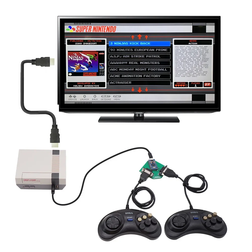 Adattatore convertitore da USB a SEGA Genesis / Mega Drive/ Atari per Controller di gioco per MiSTerFPGA / Raspberry Pi 3 M B/PC