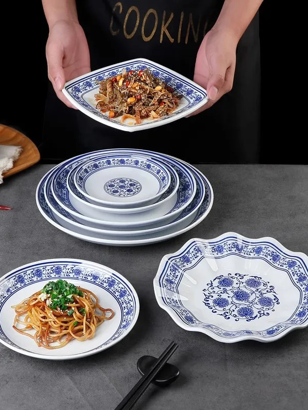 

Mimane A5 Blue And White Porcelain Dinnerware Plastic Di round Di Fried Food Di Hotel Bone Di Flat Di