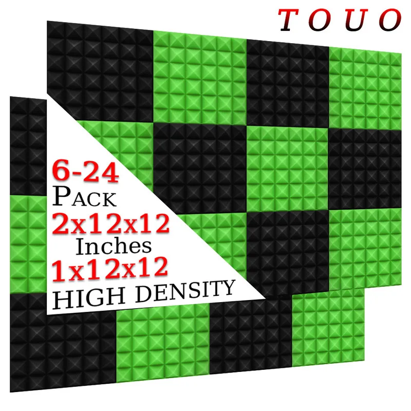 

TOUO 6-24 Pcs Pyramid Acoustic Foam High-Density Sound Absorbing material Sound Insulation Treatment Drum Room Acoustic Treatmen