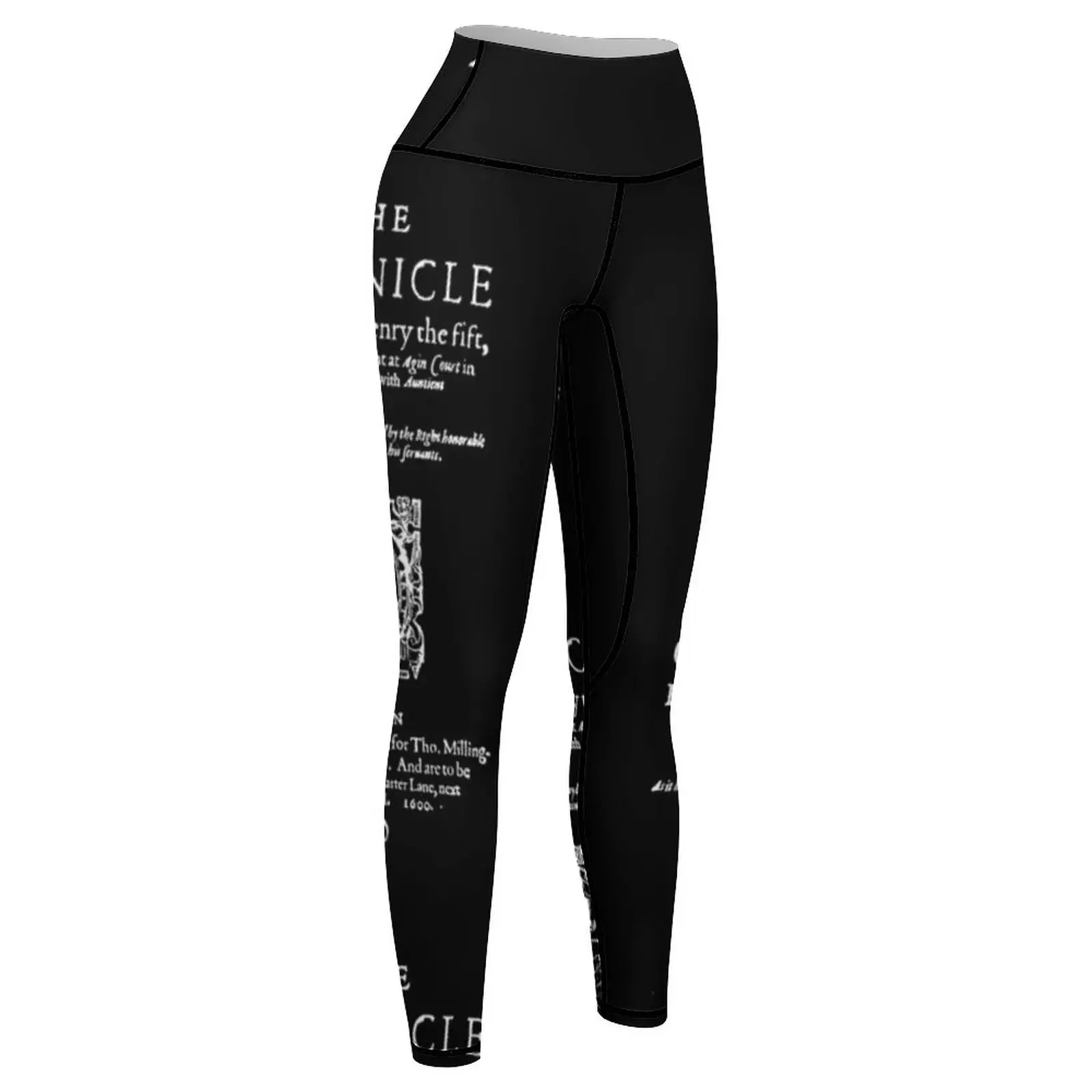 Pezzo frontale Henry V di Shakespeare - Versione semplice con testo bianco Leggings abbigliamento da palestra pantaloni da palestra pantaloni da jogging per leggings da donna