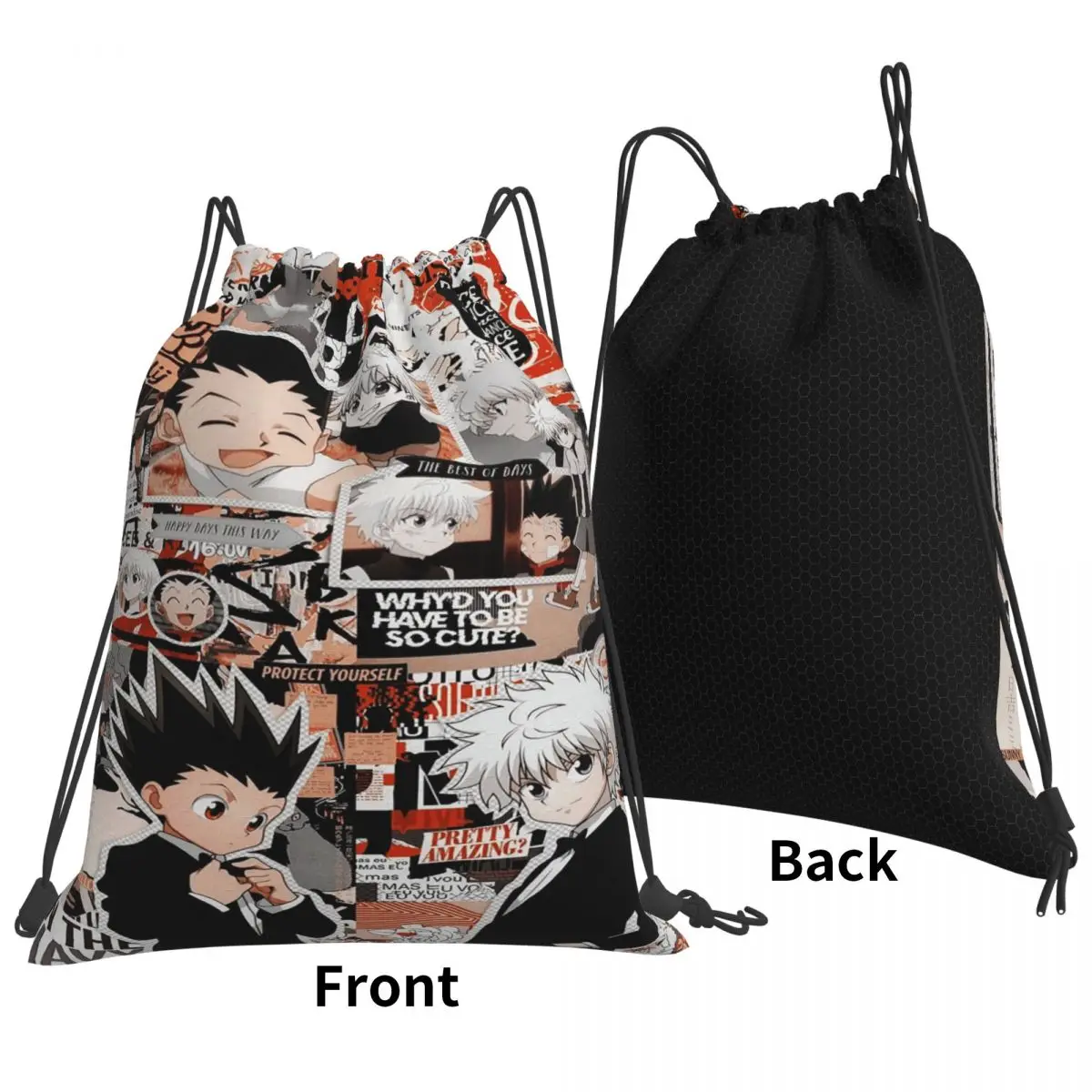 Anime HXH Hunter X Hunter Backpacks Portable Drawstring Bags Sports Bag Book Bags for Travel Students