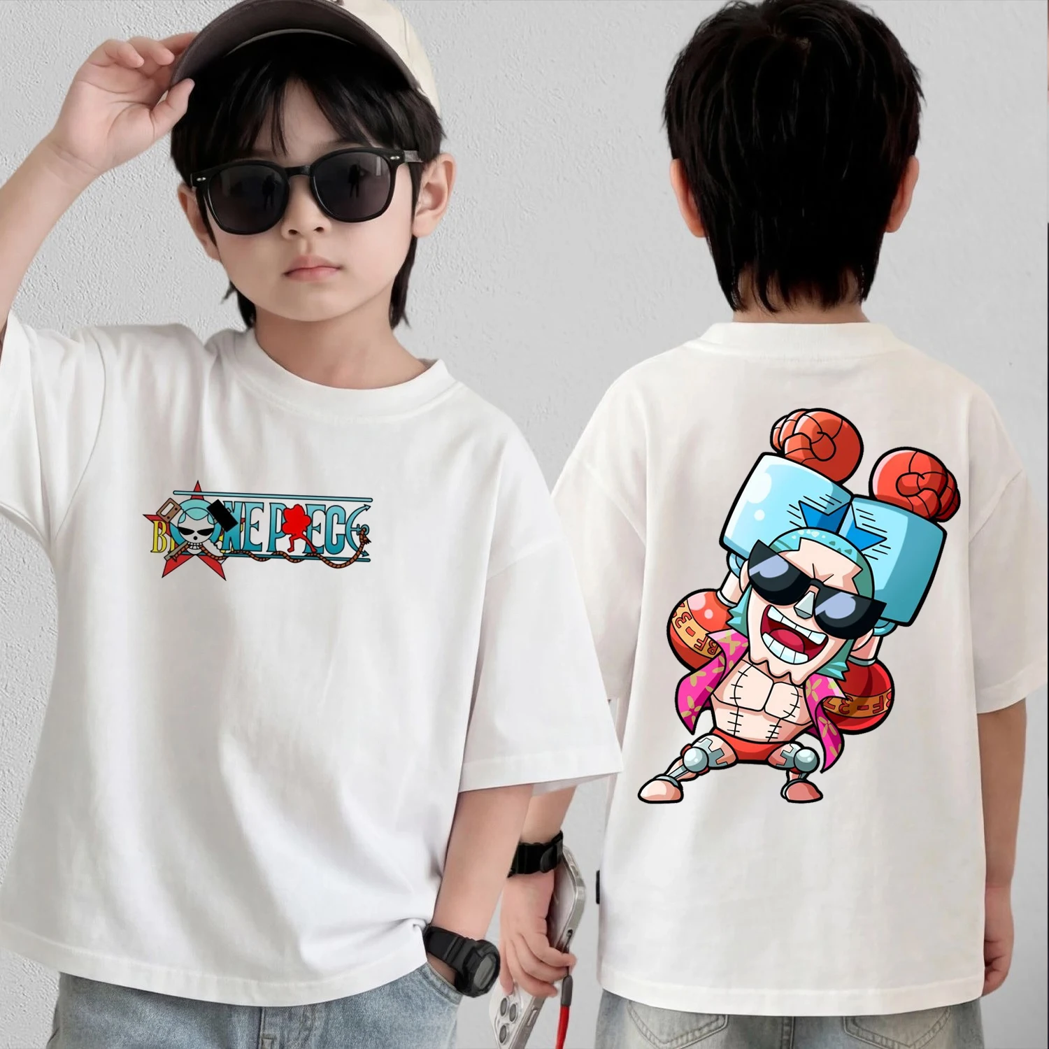 

One Piece Cute Chibi Character Print Cotton T-Shirt Men Women Kids Family Clothes 2026 Summer Short-Sleeve Casual Tee Tops