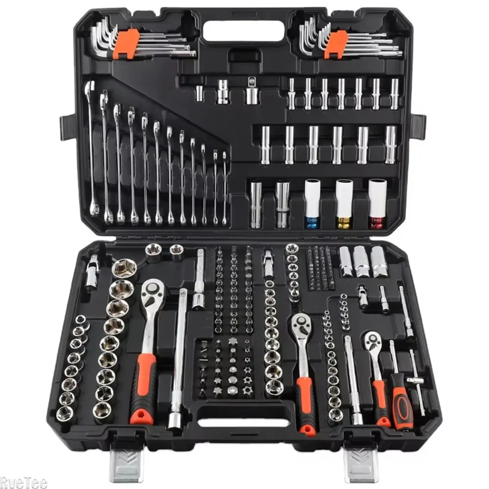 Professional Maintenance Set 222 Piece Socket Ratchet Wrench Set High Hardness CR-V Steel for Mechanical Equipment Maintenance