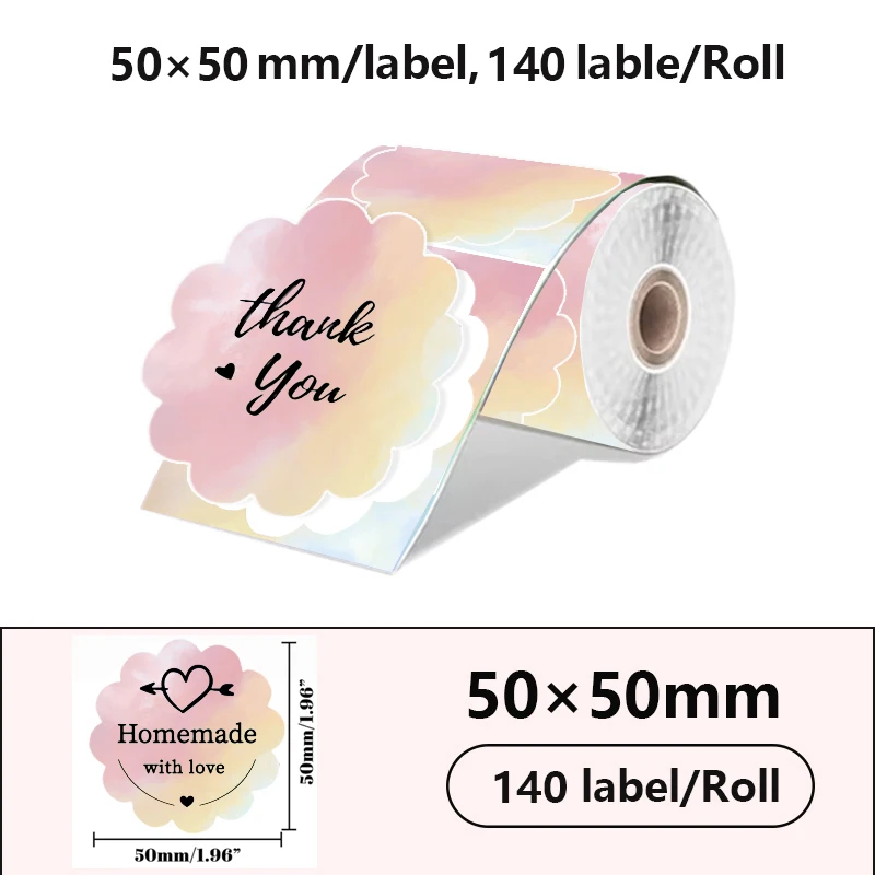 50x50 Neuer Thermo-Etikettendrucker Aufkleber Selbstklebender Farblaser-Thermopapieranzug für Phomemo M110 M200 M120 E210 Etikettendrucker