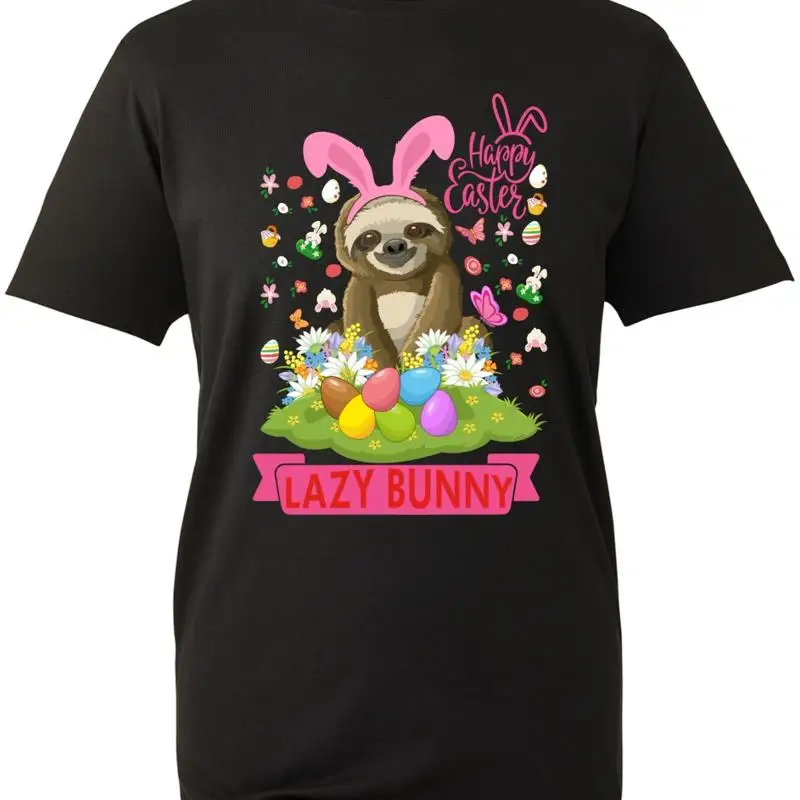 

Happy Easter Lazy Bunny T Shirt Funny Sloth Rabbit Egg Jesus Kids Top