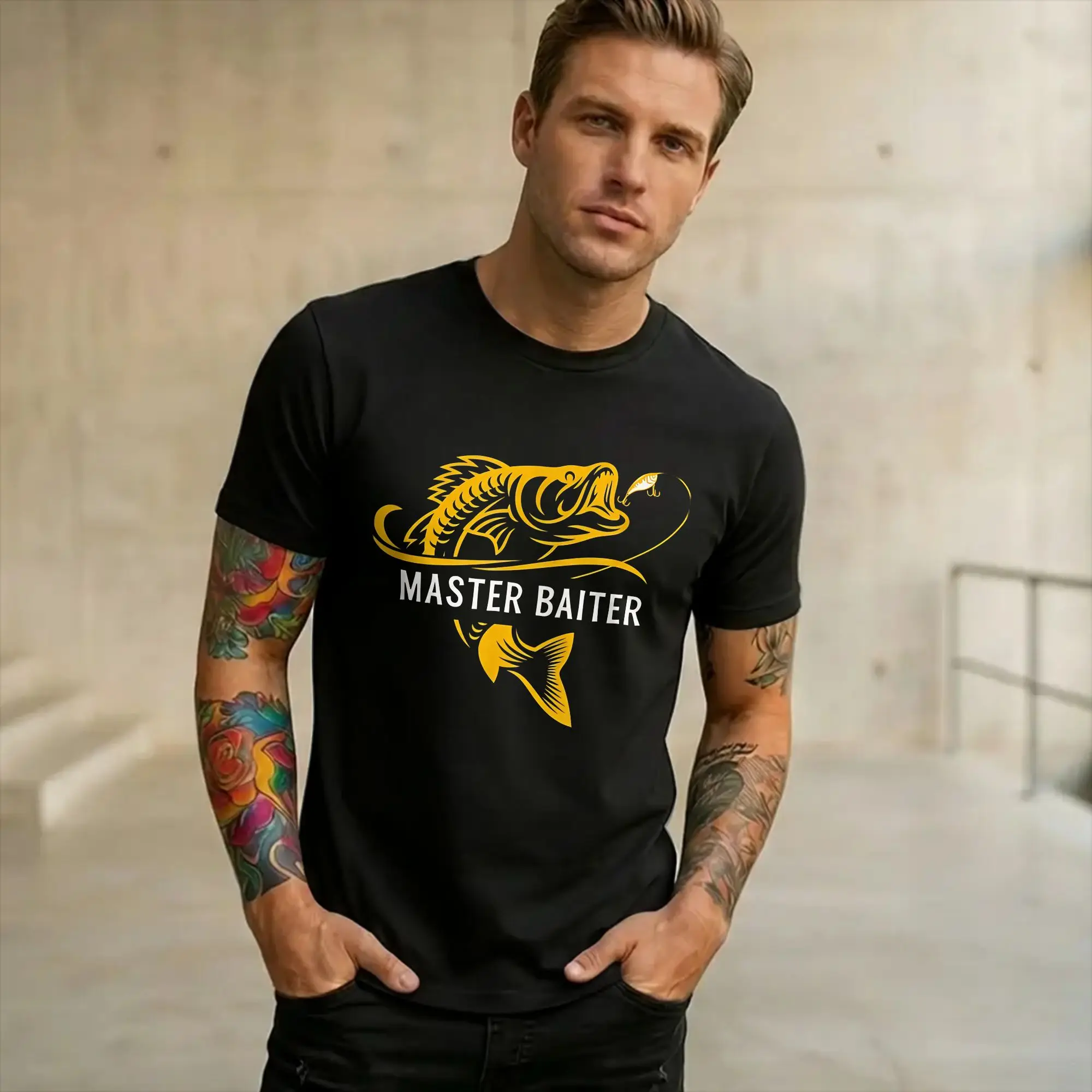 Men Women Master Baiter Funny Fishing  T Shirt Pure Cotton Printed T-Shirt  Top Clothing