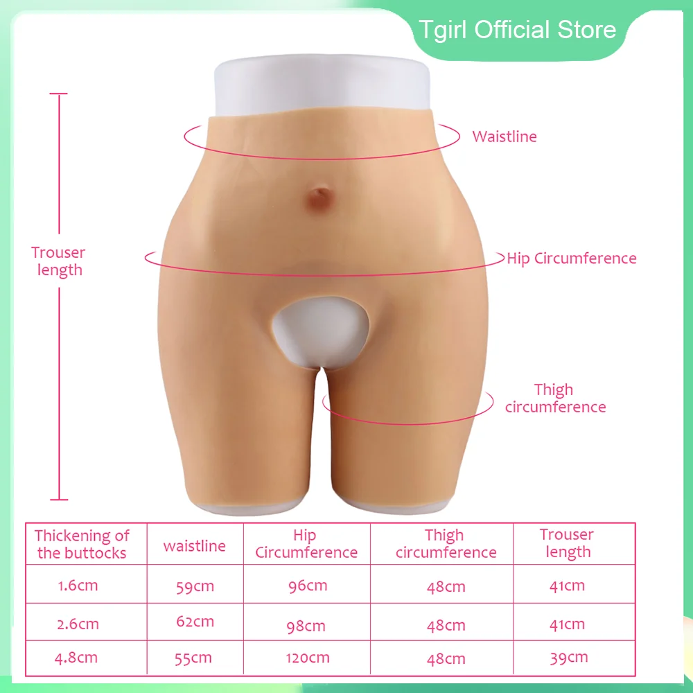 Tgirl Cosplay Realistic Panties Silicone Fake Hip Crotch Enhancement Pant Sexy Big Butt for Crossdresser Sissy Dragqueen Costum