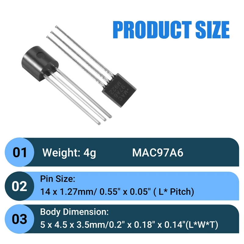 15 ชิ้น MAC97A6 97A6 Bi-Directional Triac Thyristor 600V 1A