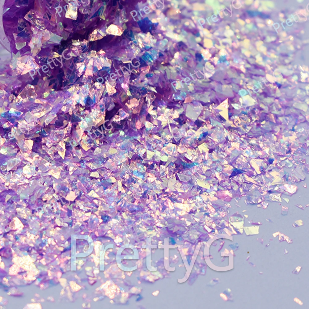 PrettyG Groothandel CS Rainbow Nail Onregelmatige schermen Glittervorm Aurora Pailletten voor Hars DIY Art Craft Nagelmake-up Decoratie