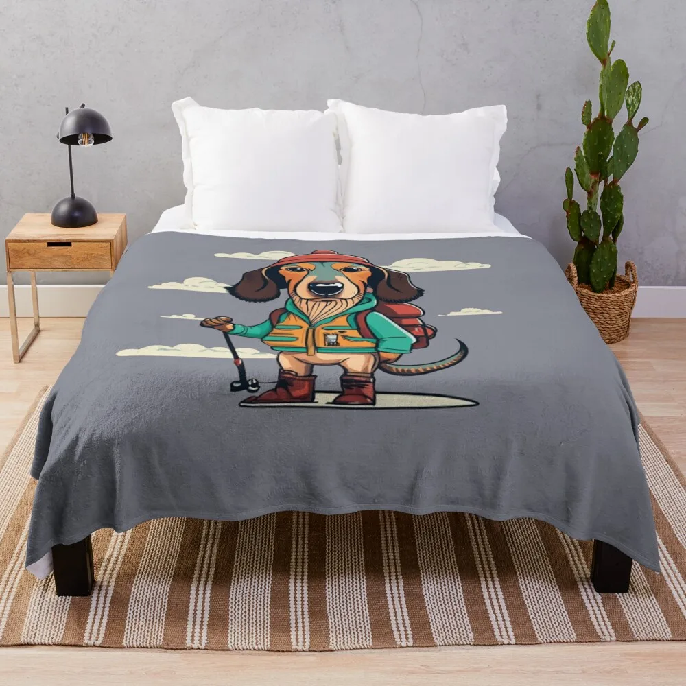 

Funny Dachshund Dog Hiking Cartoon Throw Blanket Sofa Throw manga Extra Large Throw Blankets