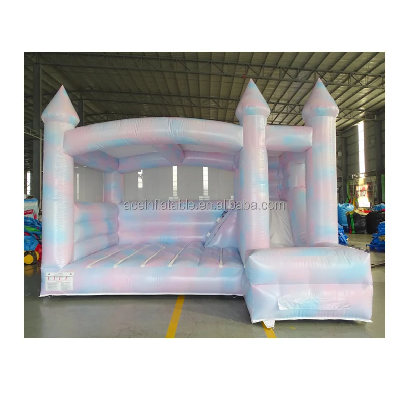 Party rental bounce house combo slide Pastel tie dye inflatable wedding jumping bouncy castle