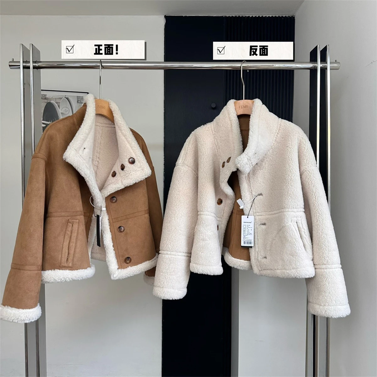 2025 neue Frauen Winter Warm Dicken Wildleder Mantel Zwei Weg Tragen Frauen Pelzigen Mantel Drehen Unten Kragen Frauen Jacke Mantel casaco feminino