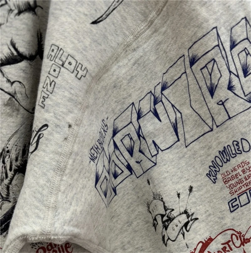 Washed Saint 24ss zniszcza graffiti z dżetów na ulicach głównych Pulower Męski Damski Najlepsza Jakość Bluza z Kapturem