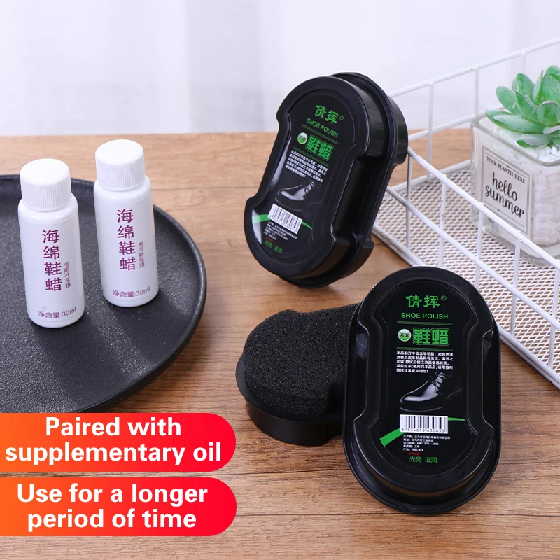 1 Multifunctionele dubbelzijdige schoenpoets Kleurloos licht wrijven Leerverzorgingsolie Sponswas Zwarte schoenenborstel Huishoudelijke reiniging